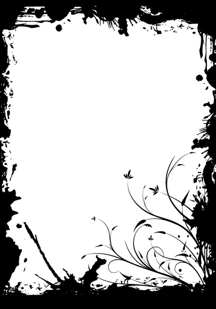 abstract grunge floral decorative black frame vector illustratio - Vektori, kuva