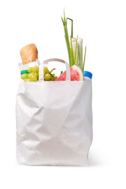 Saco de papel com alimentos - Foto, Imagem