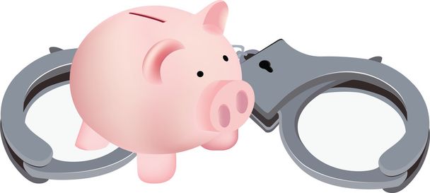 piggy bank in piglet form with hand - Vector, Image