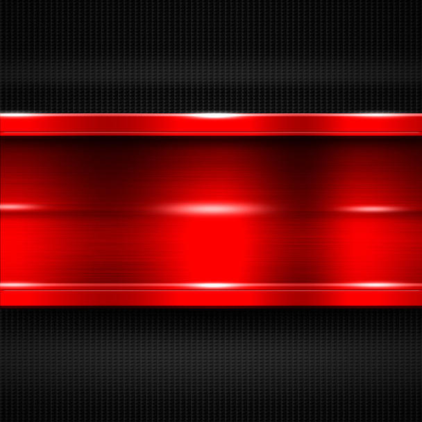 банер червоного металу на чорному вуглецевому волокні. металевий фон
. - Фото, зображення