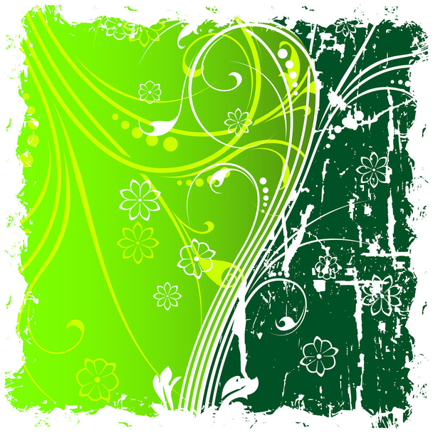 Abstract Grunge Background witn Floral Scrolls - Vettoriali, immagini