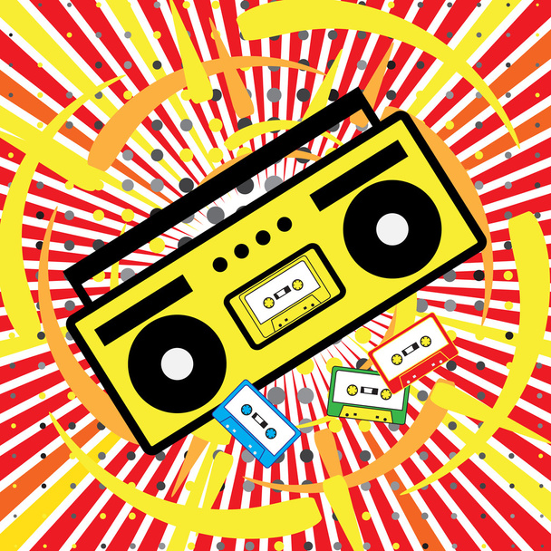 Boombox and audiocassettes icons - Vector, Image