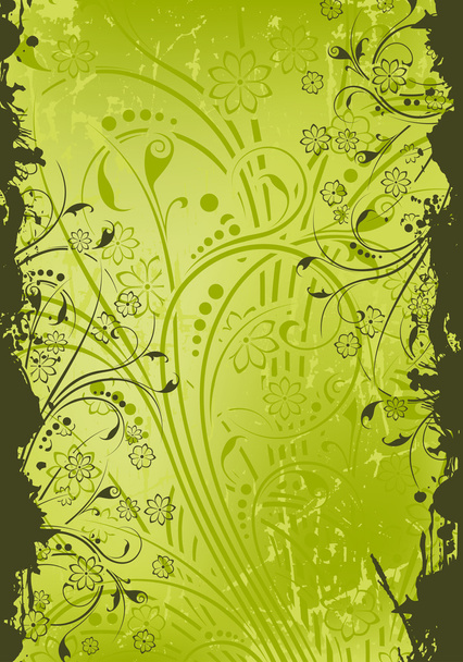 Abstract Grunge Floral Background - Vetor, Imagem
