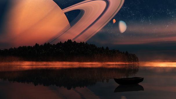 Planeta alienígena - 3D renderizado arte do computador
 - Foto, Imagem