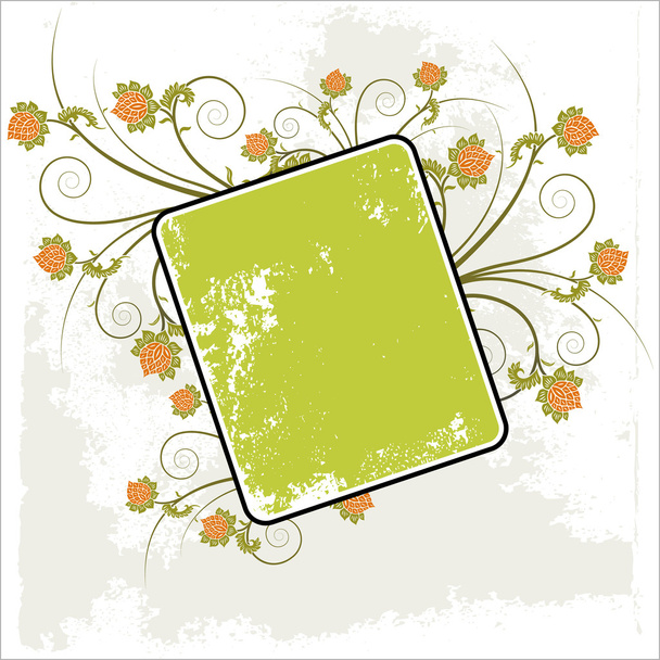 Grunge floral frame background - Vector, Image
