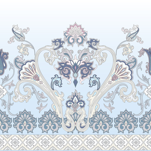 Patrón paisley sin costuras, borde decorativo para textiles, wrappin
 - Vector, imagen