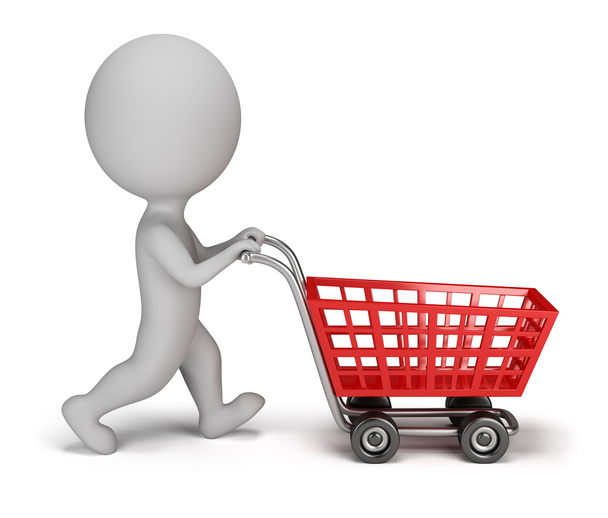 3d small - shopping cart - Zdjęcie, obraz