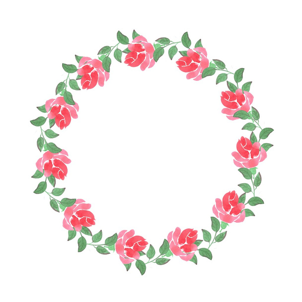  wreath of roses 2. Watercolor painting.  - Foto, imagen