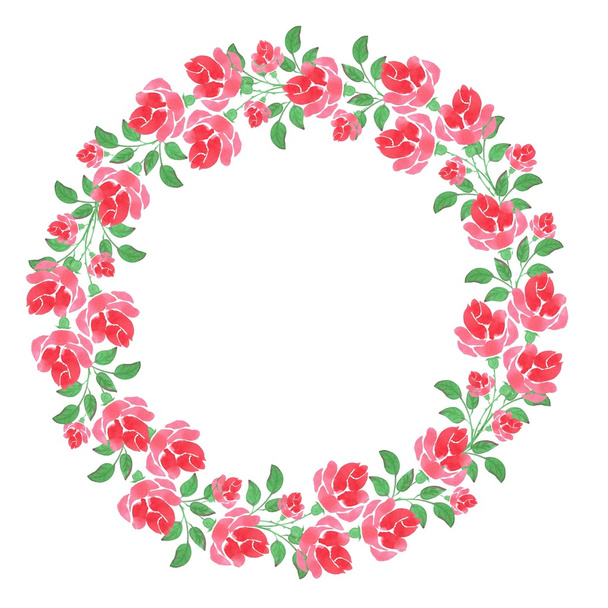 wreath of roses, watercolor painting, decoration, background, texture. - 写真・画像