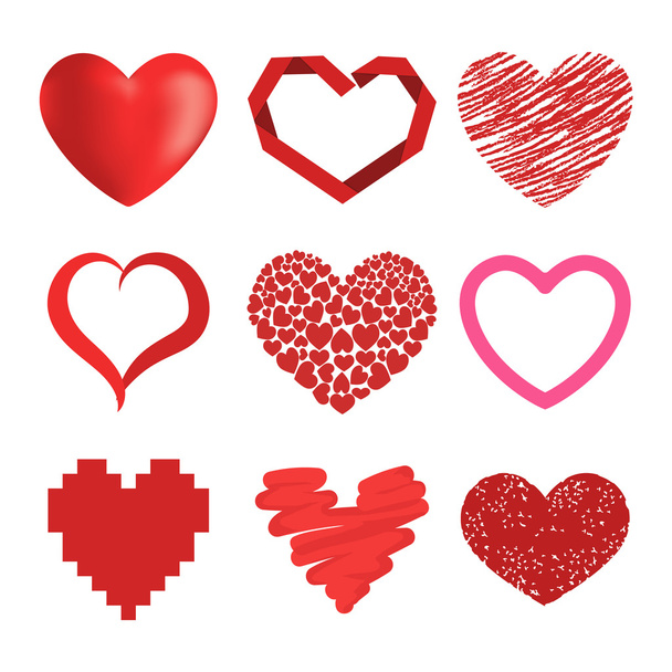 Red heart vector icons - Vector, imagen