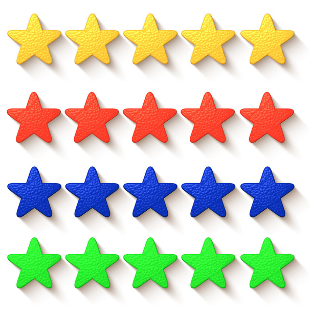 Five stars colored with drop shadow - Photo, Image