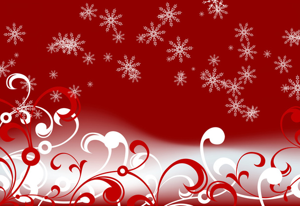 abstract background with snowflakes and floral elements - Vector, imagen