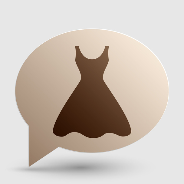 Woman dress sign. Brown gradient icon on bubble with shadow. - Vector, Image