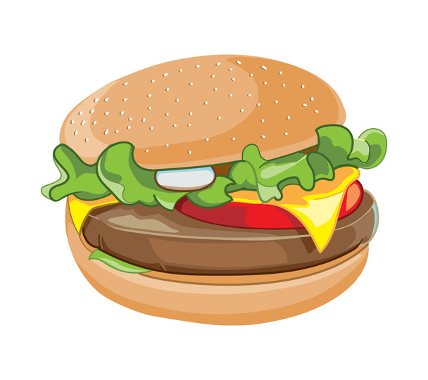 vector cartoon illustration of hamburger isolate on white background. - Vector, Image