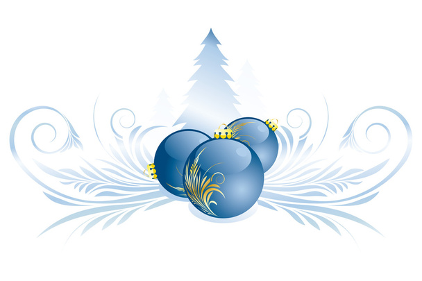 Vector decoration with Christmas balls and tree - Vektor, obrázek