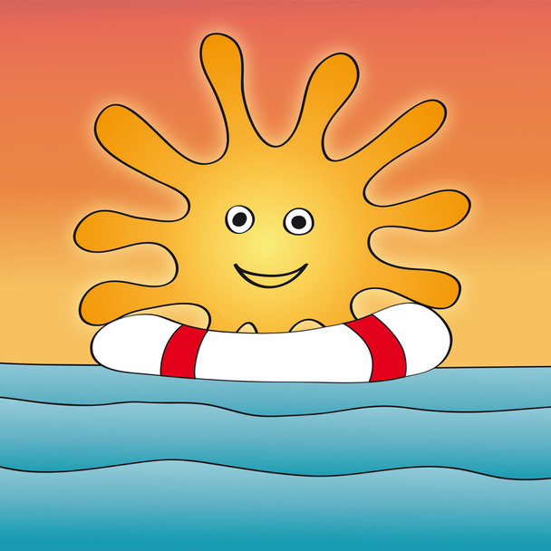 Sea and sun - Vector, afbeelding