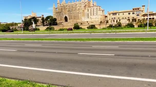 Cathedral of Santa Maria of Palma, more commonly referred to as La Seu, is Gothic Roman Catholic cathedral located in Palma, Majorca, Spain, built on site of a pre-existing Arab mosque. - Footage, Video