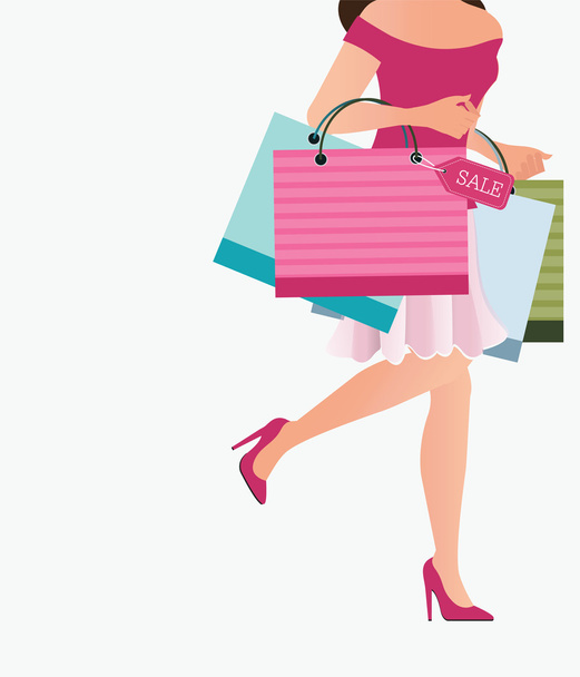 Woman with shopping bags. - Vector, Image