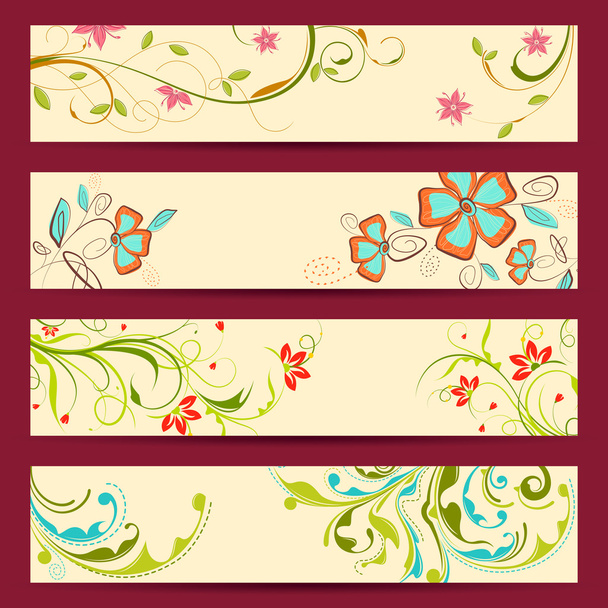 Floral Banner - Vector, afbeelding