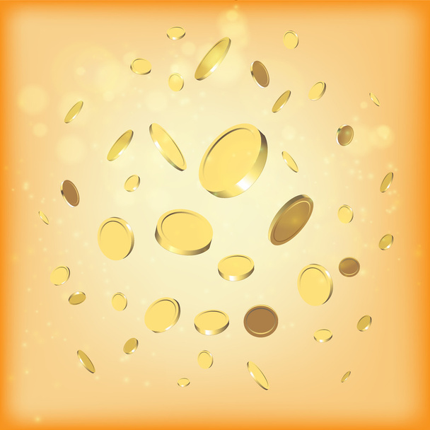 Gold coins falling vector illustration. Business concept for fin - Vetor, Imagem