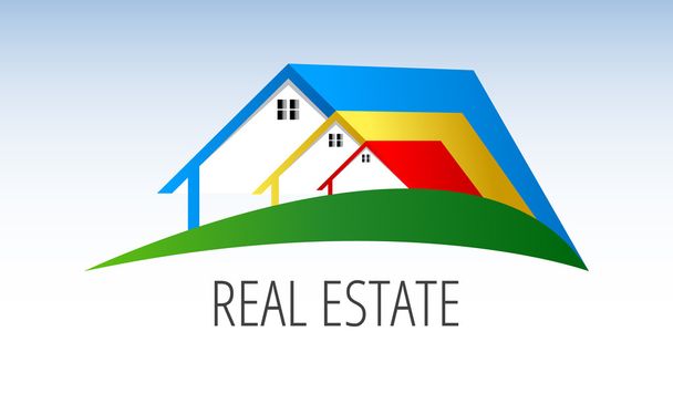Real estate symbols - roofs of houses and buildings, such a logo - Vector, Image
