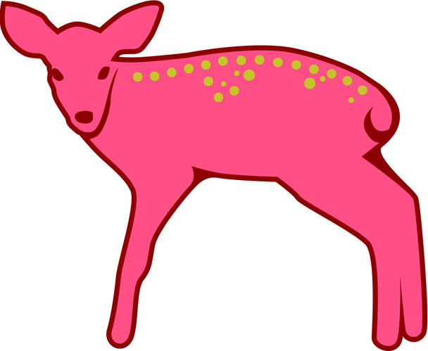 ピンクとグリーンの子鹿のイラスト - 写真・画像