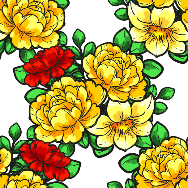 blooming floral ornament - Vector, afbeelding
