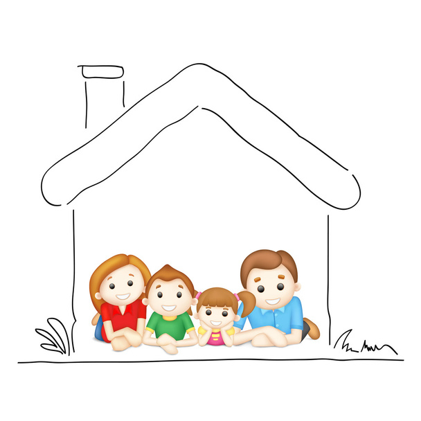 Family in Sweet Home - Vector, Image