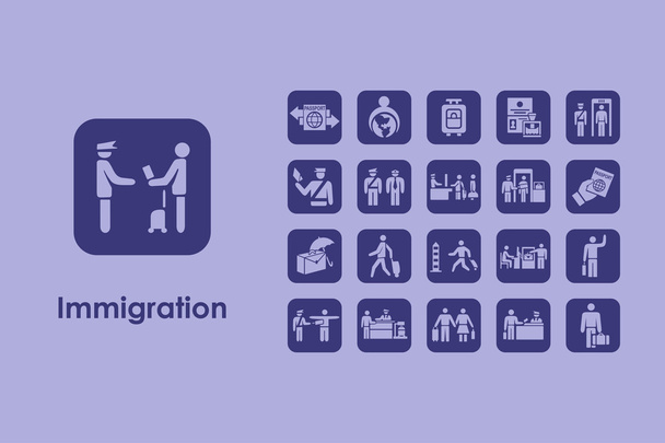 Zestaw prostych ikon imigracji - Wektor, obraz
