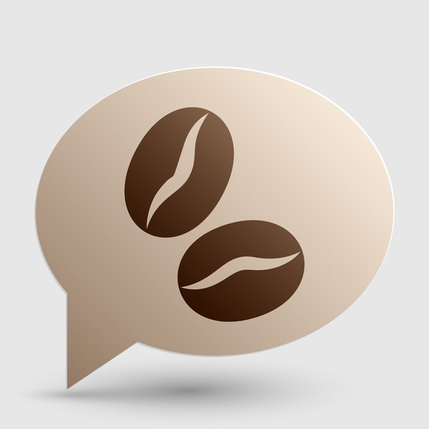 Coffee beans sign. Brown gradient icon on bubble with shadow. - Vector, Image