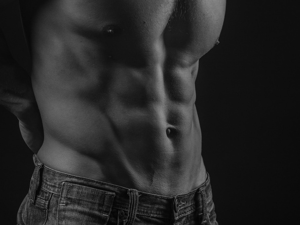 Abdominal muscles of a fit young man - Foto, Imagem