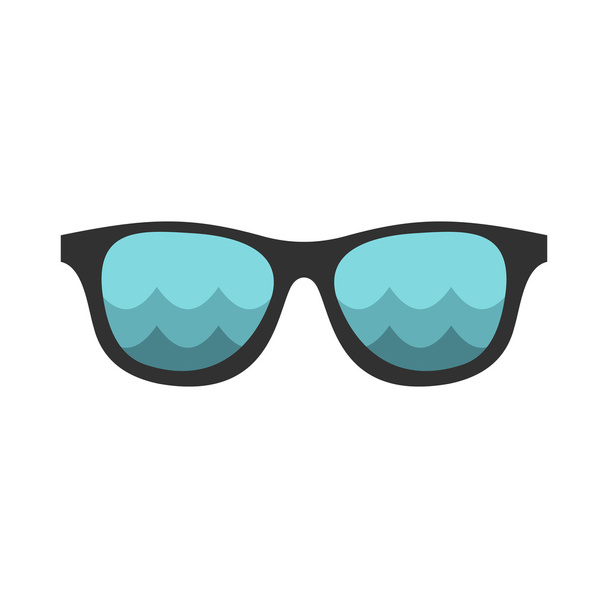 Black sunglasses with a beach reflecting icon - Vecteur, image