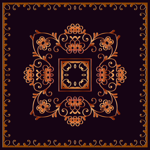 Vector vintage border frame engraving with retro ornament pattern in antique rococo style decorative design - Διάνυσμα, εικόνα
