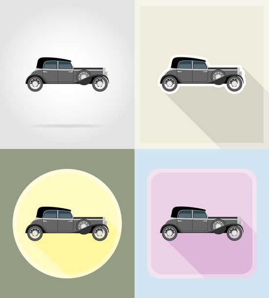 old retro car flat icons vector illustration - Διάνυσμα, εικόνα
