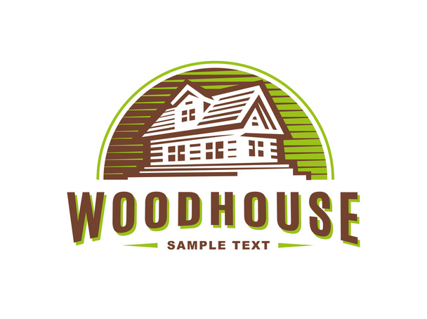 Dřevěný dům logo na bílém pozadí - Vektor, obrázek