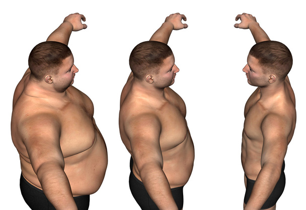 Sobrepeso vs delgado ajuste hombre
  - Foto, Imagen