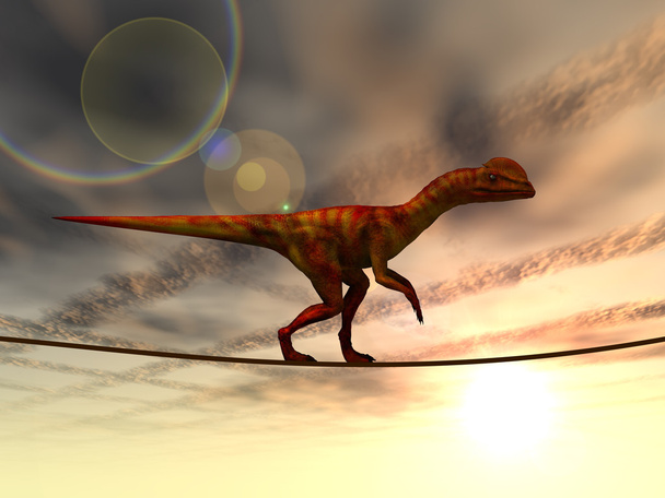 Dinosaurier balanciert auf Seil  - Foto, Bild