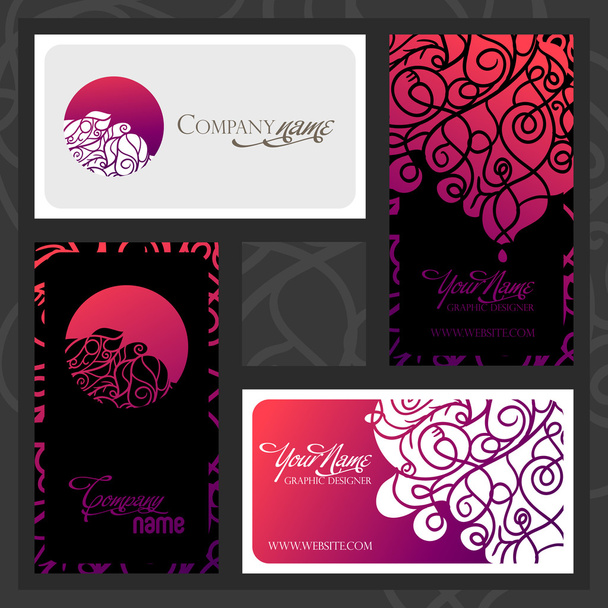 Colorful decorative design of business card with swirling waves - ベクター画像