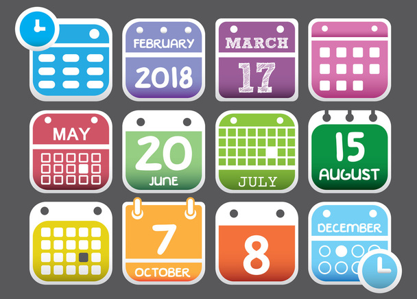 Set di icone del calendario
 - Vettoriali, immagini
