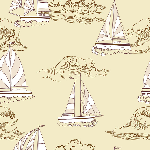Nautical seamless pattern - Vector, Image