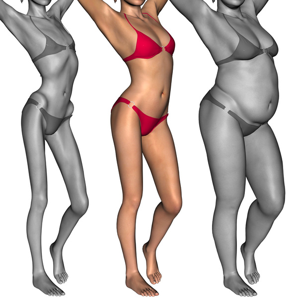 надмірна вага проти пристосованої жінки
  - Фото, зображення