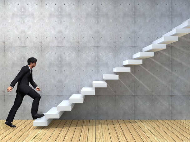 Empresario subiendo por una escalera
  - Foto, imagen