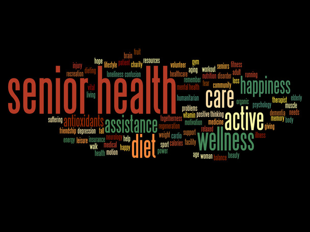 Senior gezondheid word cloud  - Foto, afbeelding