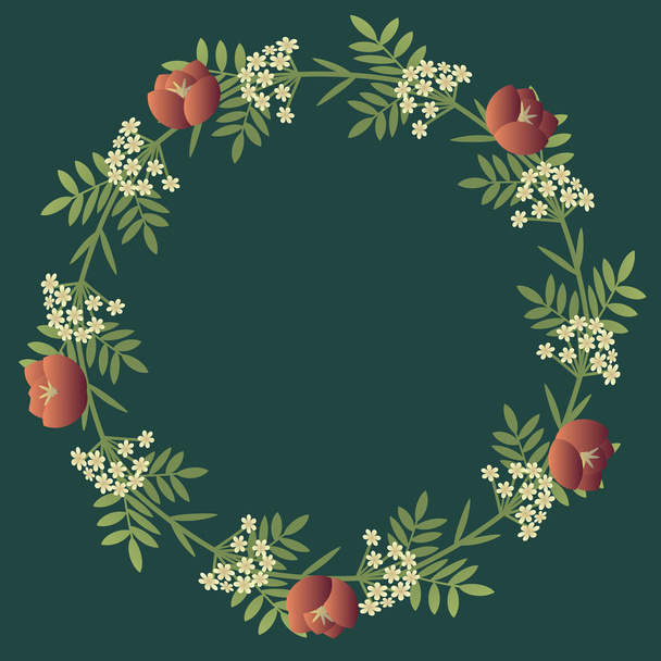 Floral decorative wreath - Vektör, Görsel