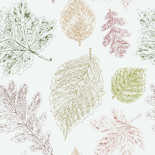 シームレスな自然のパターン。落ち葉。インク描画 - ベクター画像