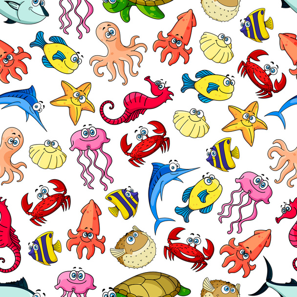 Desenhos animados subaquáticos sem costura fundo padrão
 - Vetor, Imagem