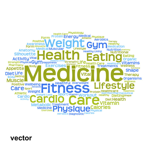  egészségügyi étrend sport szó felhő  - Vektor, kép