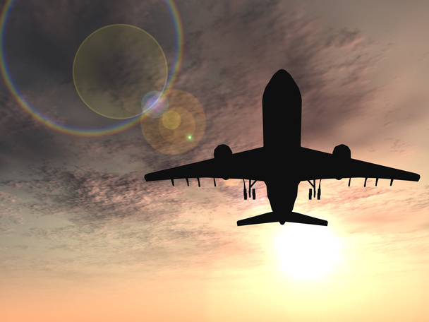Vliegtuig silhouet vliegen  - Foto, afbeelding
