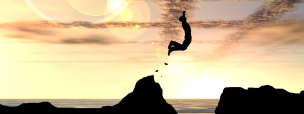 Zakenman silhouet springen  - Foto, afbeelding