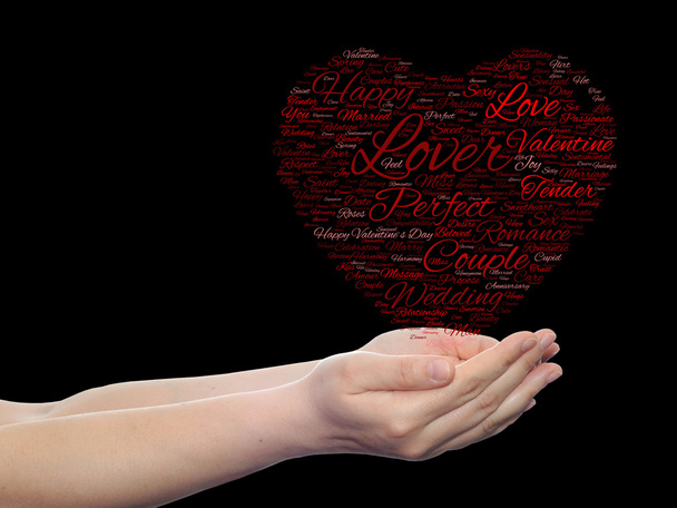 Valentine's Day wordcloud dans les mains
 - Photo, image